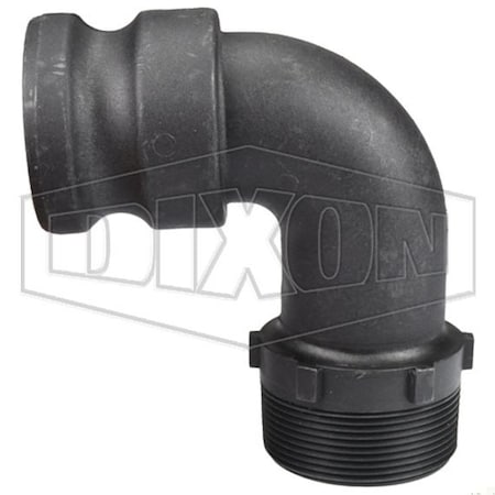 Dixon 90Deg Cam and Groove Elbow, 2 in, Adapter x MNPT, Polypropylene, Domestic 90PPF200